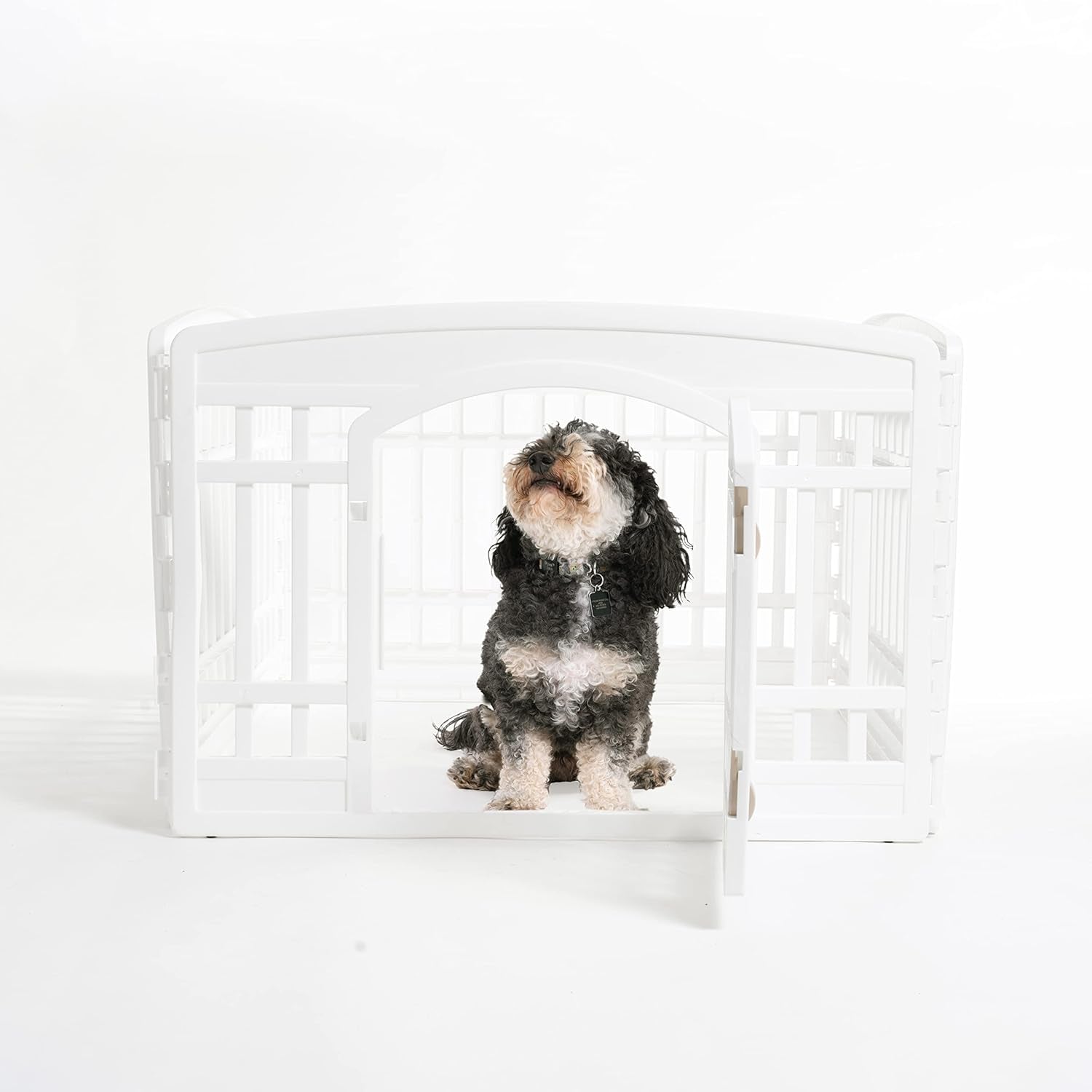 24" 4-Panel Exercise Pet Playpen with Door – Secure & Customizable Play Area for Puppies & Small Dogs (White)