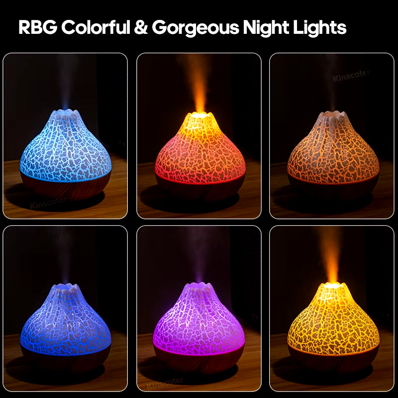 300Ml Volcano Air Humidifier Desktop Electric USB Humidificadore Water Mist Diffuser Purifier Air Freshener with 7 Colors Night