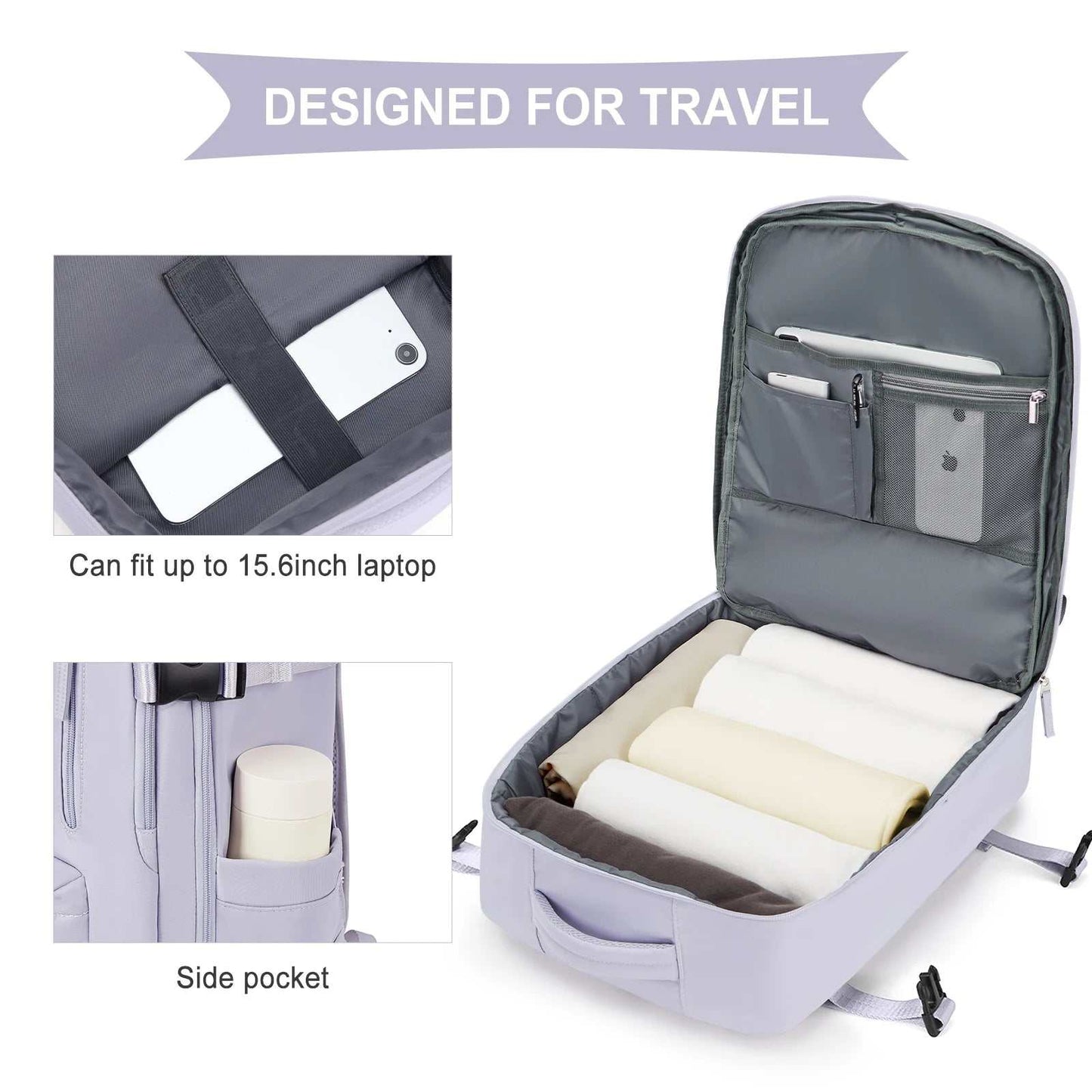 Stylish Women's Cabin Travel Backpack - Spacious, Water Resistant Laptop Bag for EasyJet and Ryanair Carry-Ons