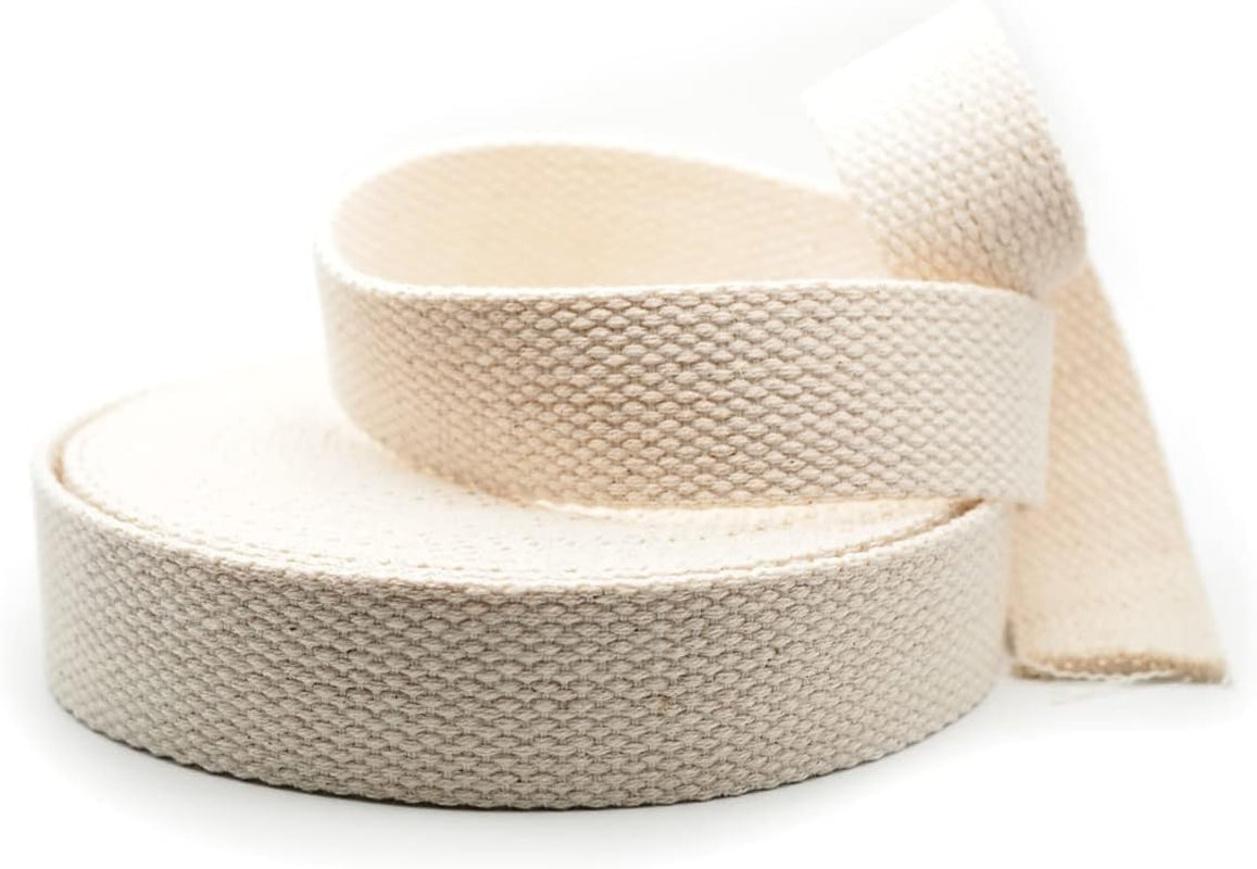 Natural Cotton Webbing Ribbon – 1 Inch x 5 Yards | Durable Fabric Strap for Arts & Crafts, Belting & Tote Bags