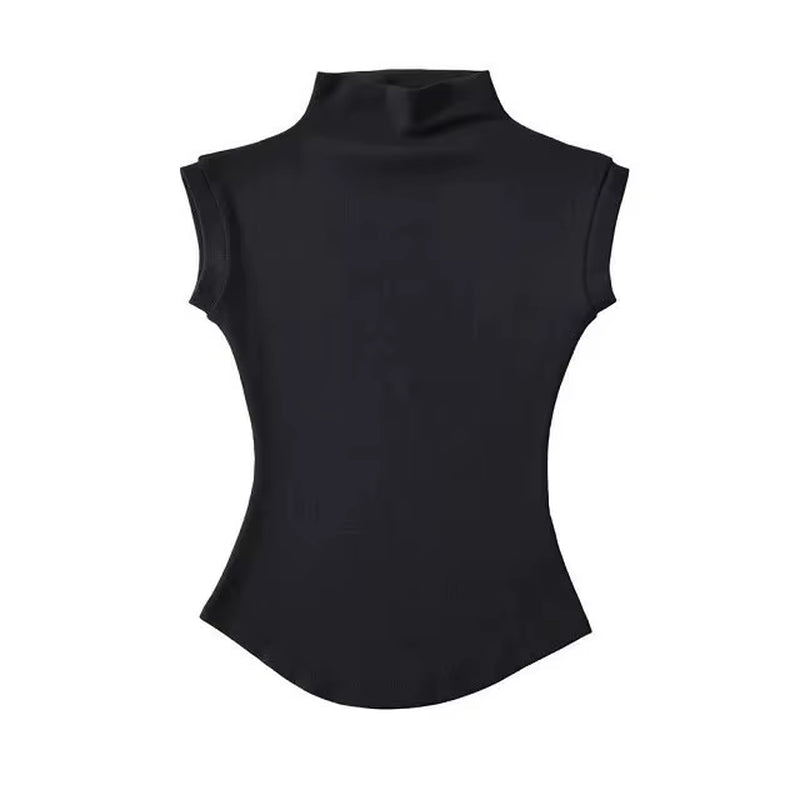 Womens Sleeveless Turtleneck Tops Summer Stretch Slim Fit Short Sleeve Mock Neck Women'S Causal Basics High Neck Tank Tops