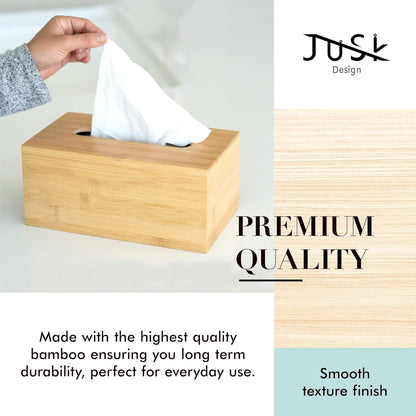 Design Tissue Box Holder - Modern, Minimalist, and Durable Wooden Tissue Box with Sliding Bottom, Easy-Refill - Premium-Quality Bamboo Tissue Box Cover, Fits 184-Count Box, Rectangular, Pack of 2