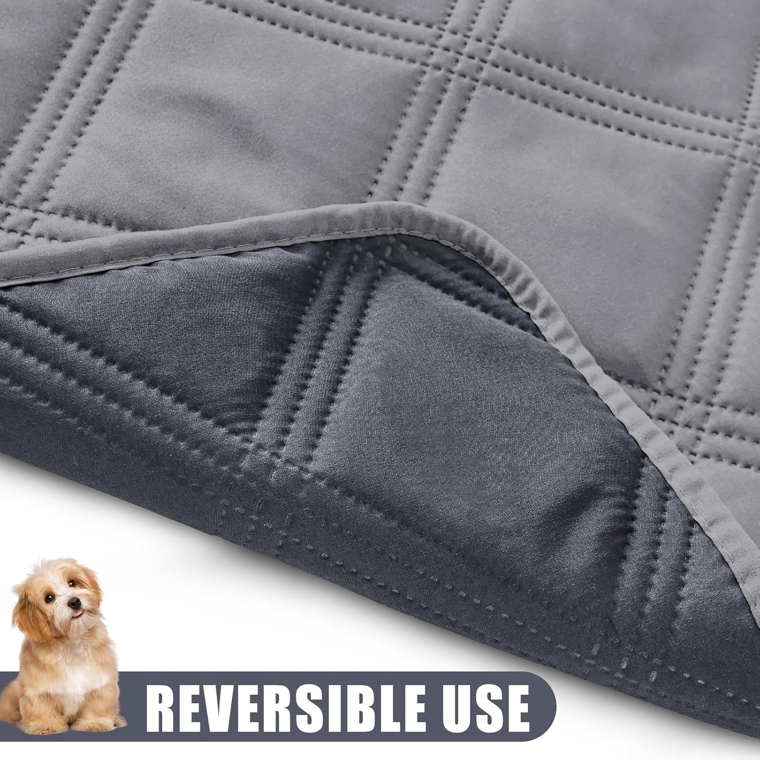 Waterproof Dog Blanket, Soft Pet Blanket Bed Couch Cover for Dogs Washable, Reversible Couch Covers for Sofa Furniture Protector for Puppy Cat (30X70 Inch, Grey/Dark Grey)