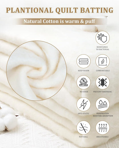 Natural Cotton Quilt Batting – 47" x 59" Lightweight All-Season Batting for Quilts, Crafts & Wearable Arts