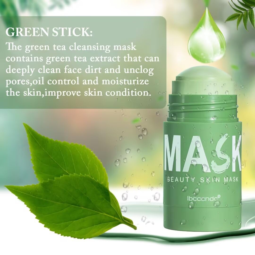 Green Tea Deep Cleanse Mask for Face,Blackhead Remover Face Mask,Poreless Deep Cleanse Mask Stick for Purifying,Moisturizing,Oil Control Reduce for Women and Men,2Pcs