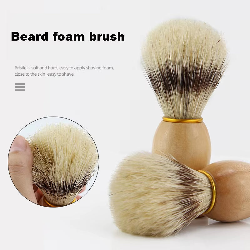 Eco Friendly Boar Bristle Men'S Shaving Brush Portable Barber Natural Beard Brush for Facial Cleaning Mustache Tools Gift Bag