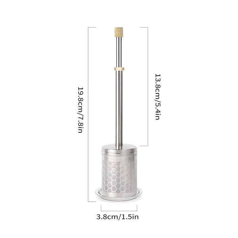 Eco-friendly reusable coffee filter with stainless steel design and measurement details.