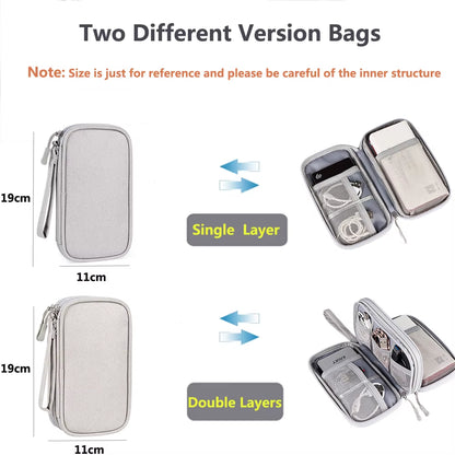 Data Cable Storage Bag Waterproof Travel Organizer Bag Portable Carry Case Layers Storage Bag for Cable Cord USB Charger