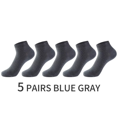 5 Pairs/Lot Men'S Short Socks Bamboo Fiber Ankle Socks Man High Quality Summer Winter Business Breathable Black Male Dress Sock