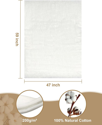 Natural Cotton Quilt Batting – 47" x 59" Lightweight All-Season Batting for Quilts, Crafts & Wearable Arts