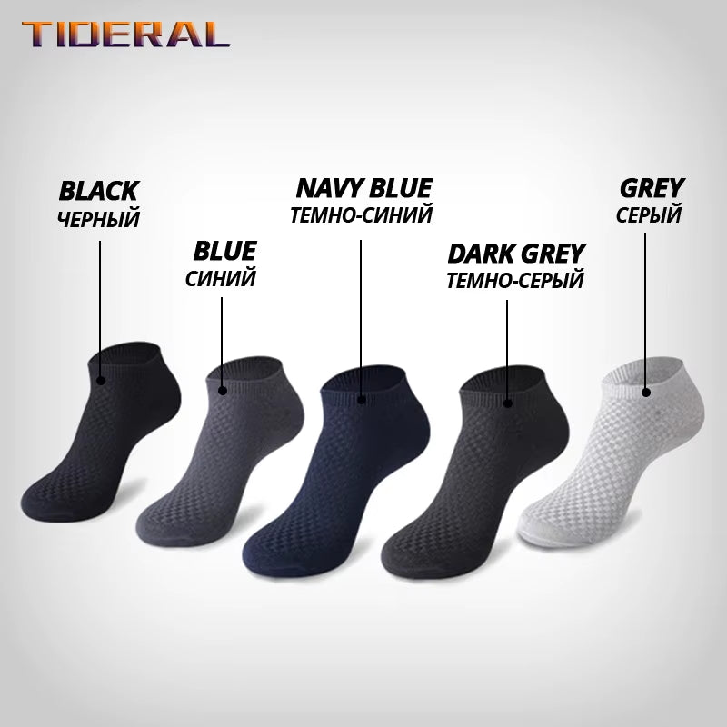 5 Pairs/Lot Men'S Short Socks Bamboo Fiber Ankle Socks Man High Quality Summer Winter Business Breathable Black Male Dress Sock