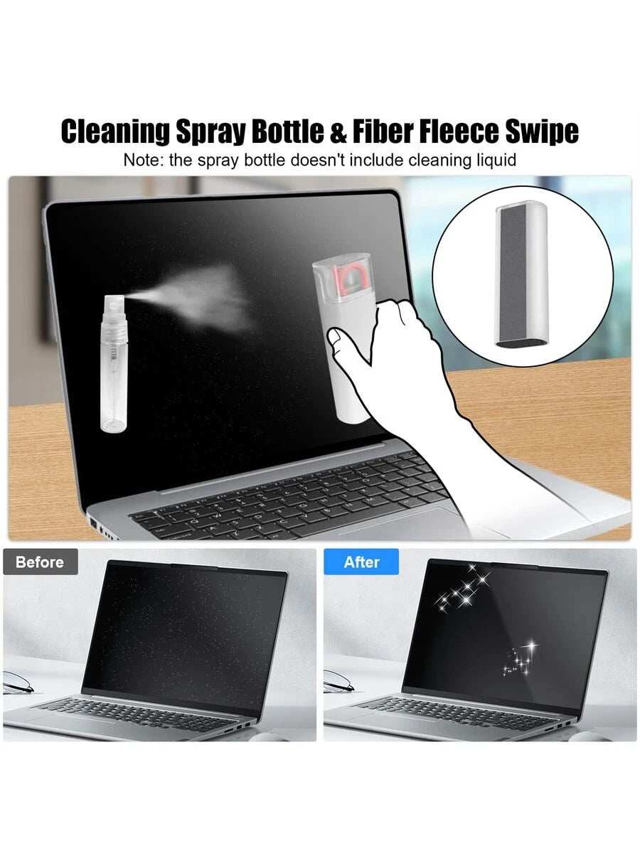 7-In-1 electronic cleaning kit with spray bottle and fiber fleece swipe for keyboards, laptops, and screens in pink polyurethane and ABS material