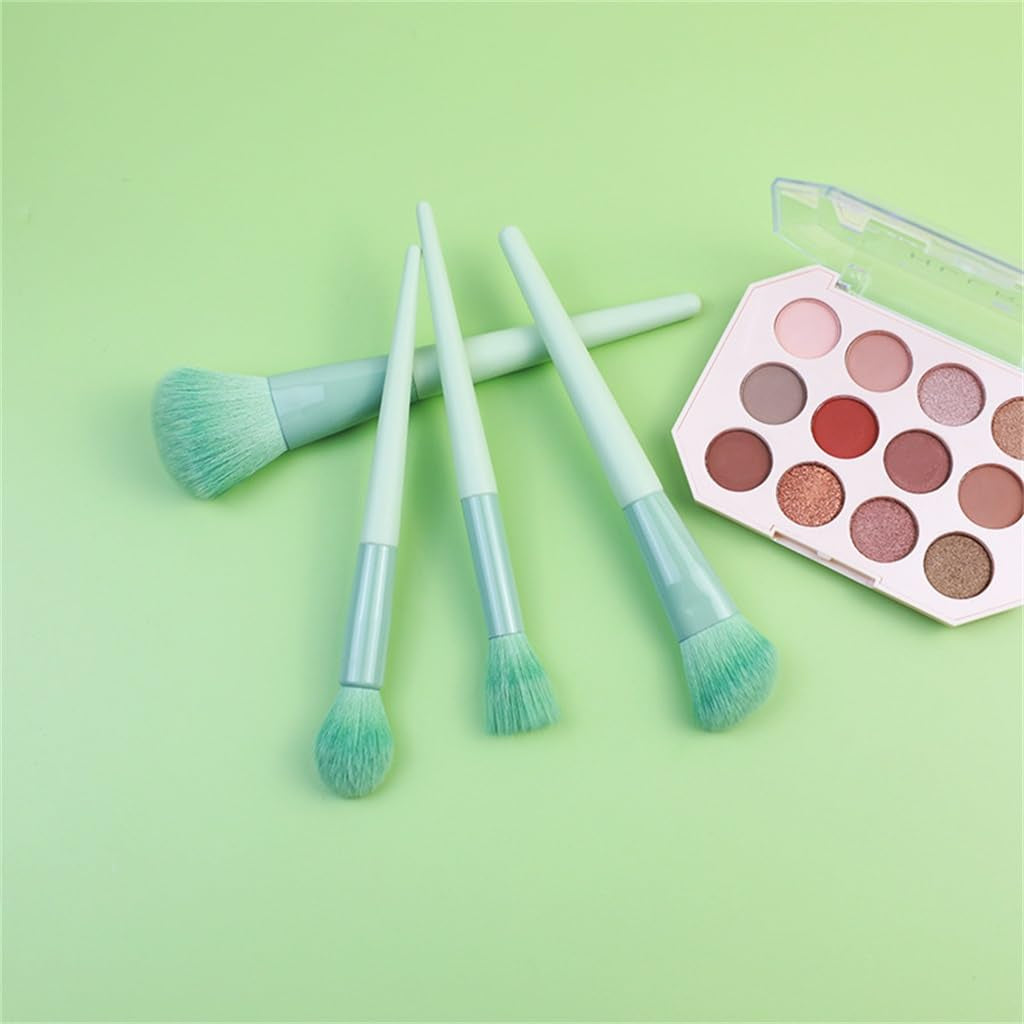 11Pcs Green Makeup Brush Set for Beginners Complete Set of Soft Beauty Tools