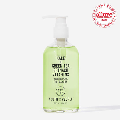 Superfood Facial Cleanser – Kale & Green Tea Spinach Face Wash | Gentle Makeup Remover & Pore Minimizer | Vegan & Refillable