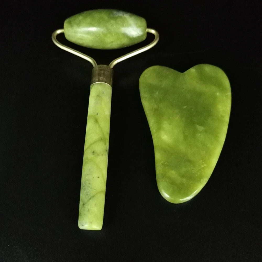 Natural Jade Face Roller Gua Sha Scraper Set Masssager for Face Neck Body Skincare Beauty Guasha Massage Tool Facial Slim Lift