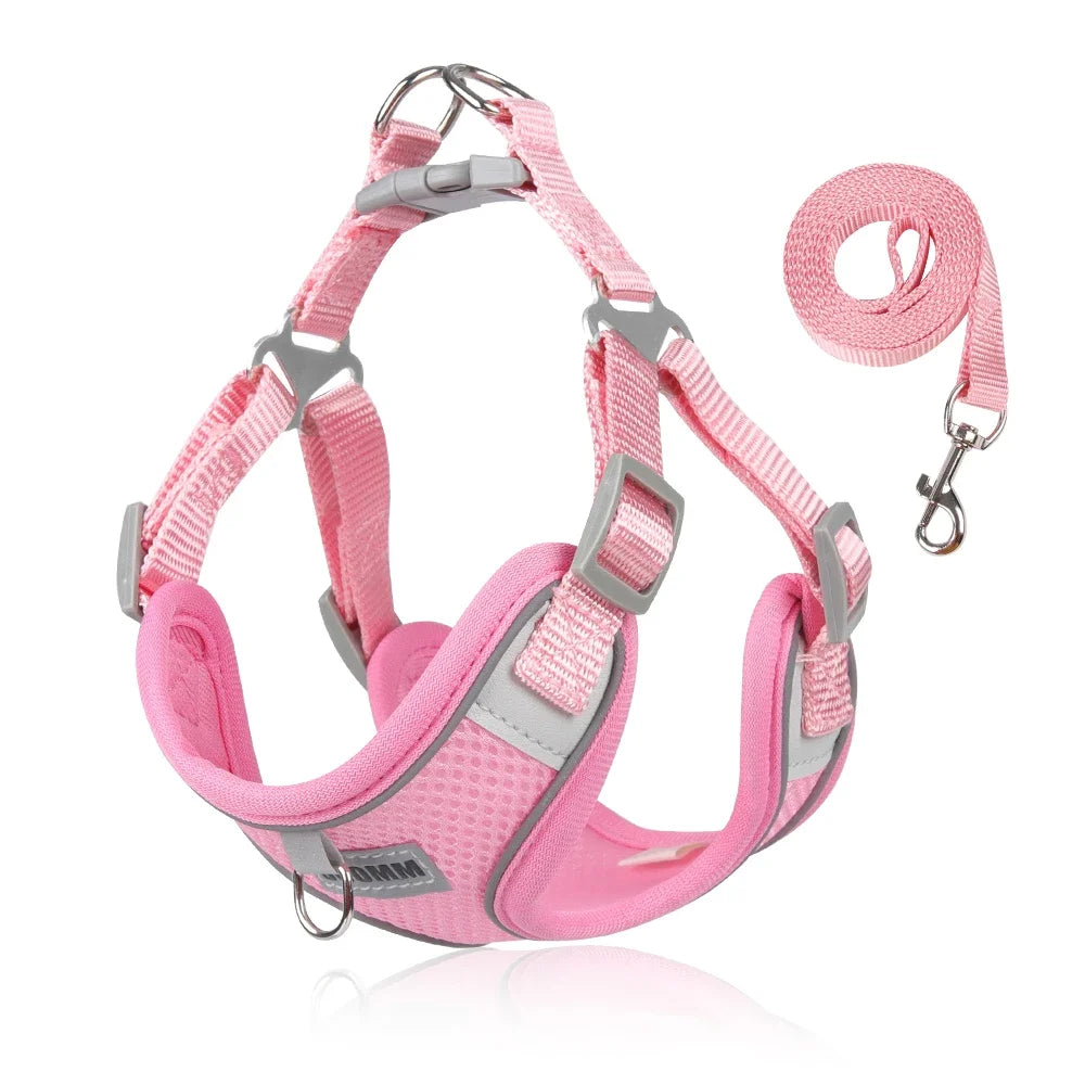 Dog Harness Leash Set for Small Medium Dog Cat Chest Strap Reflective Dog Clothes Vest Set Chihuahua Outdoor Walking Pet Supplie