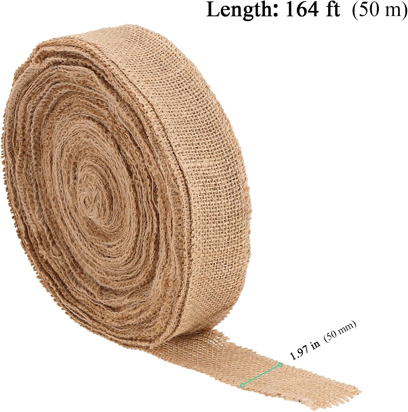 2" Natural Burlap Fabric Ribbon Roll – 54 Yards | Jute Ribbon for DIY Crafts, Art Projects & Decorative Uses