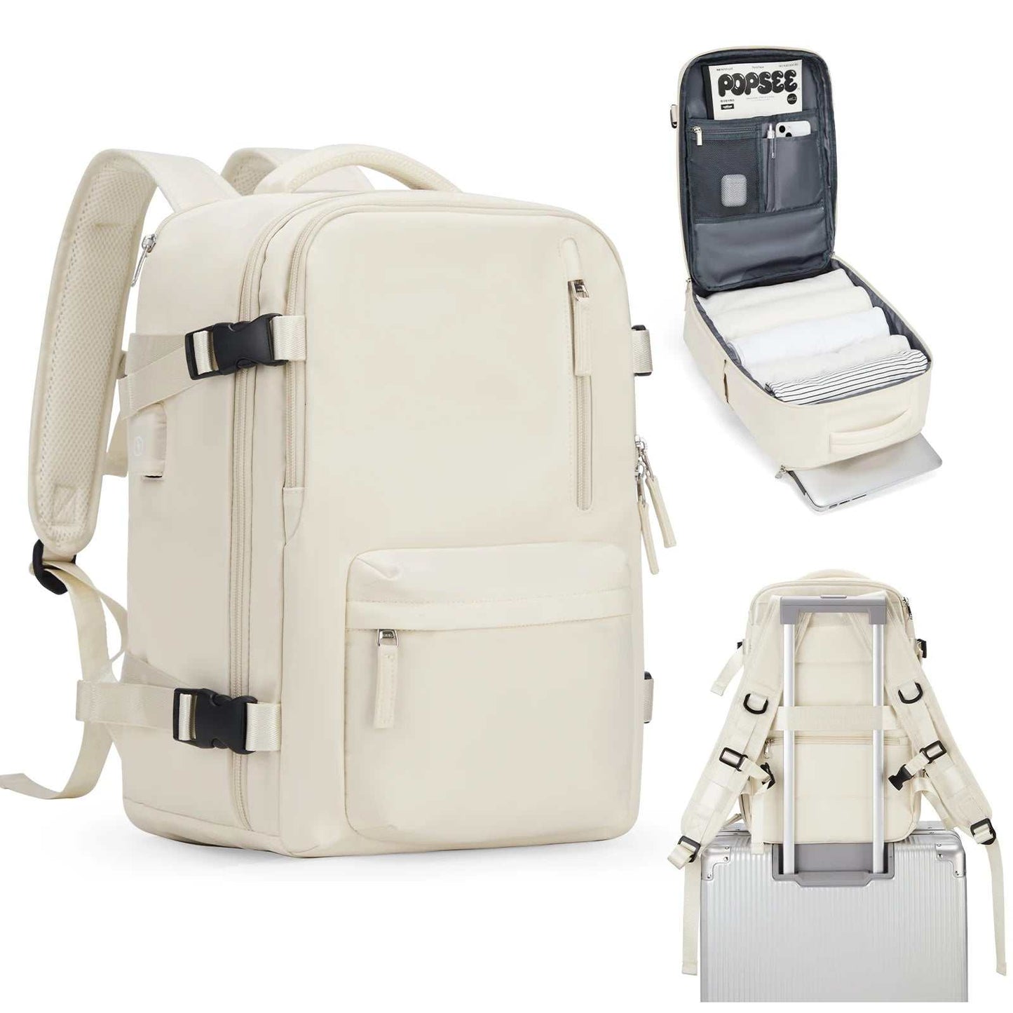 Stylish Women's Cabin Travel Backpack - Spacious, Water Resistant Laptop Bag for EasyJet and Ryanair Carry-Ons