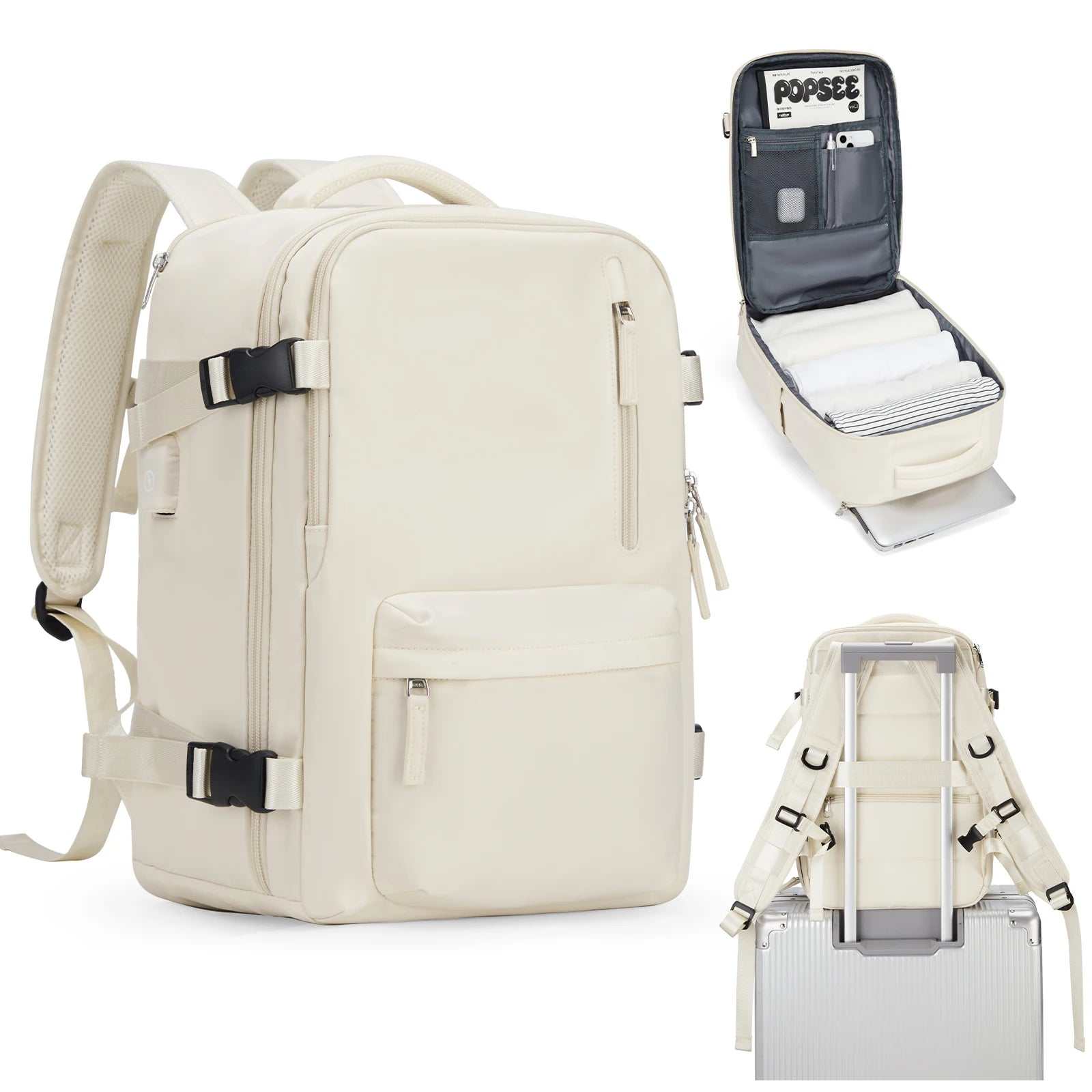 Stylish Women's Cabin Travel Backpack - Spacious, Water Resistant Laptop Bag for EasyJet and Ryanair Carry-Ons