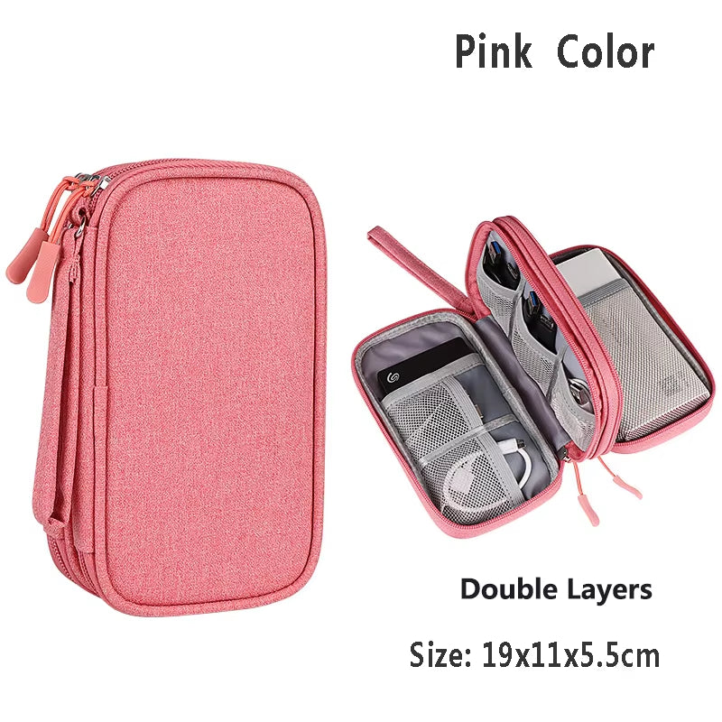 Data Cable Storage Bag Waterproof Travel Organizer Bag Portable Carry Case Layers Storage Bag for Cable Cord USB Charger