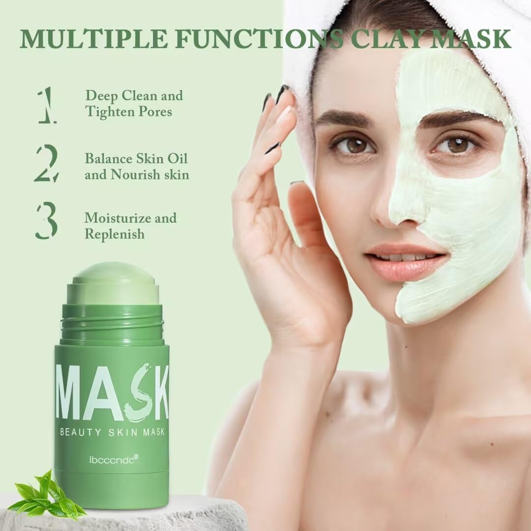 Green Tea Deep Cleanse Mask for Face,Blackhead Remover Face Mask,Poreless Deep Cleanse Mask Stick for Purifying,Moisturizing,Oil Control Reduce for Women and Men,2Pcs