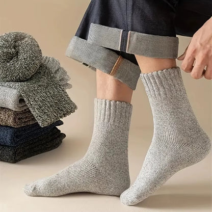 5 Pairs Autumn Winter Men Thicken Wool Socks Women Towel Keep Warm Solid Color Socks Cold-Resistant Soft Cashmere Short Socks