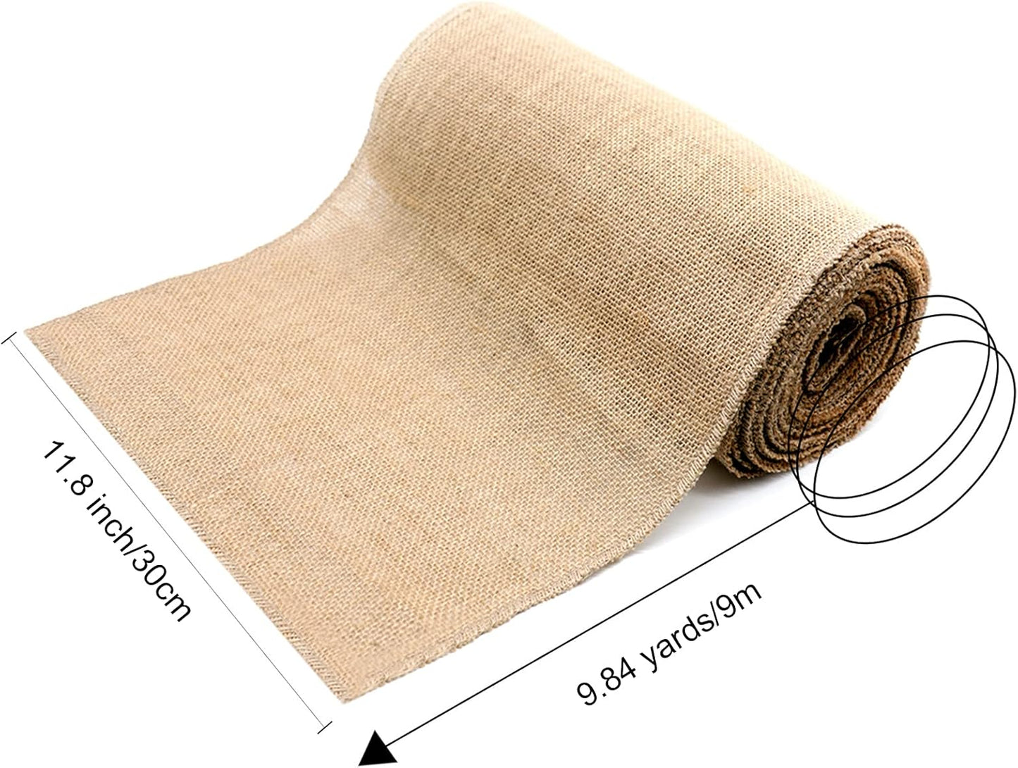 10-Yard Natural Burlap Fabric Roll – 12" Wide | Jute Ribbon for Crafts, Home & Wedding Décor