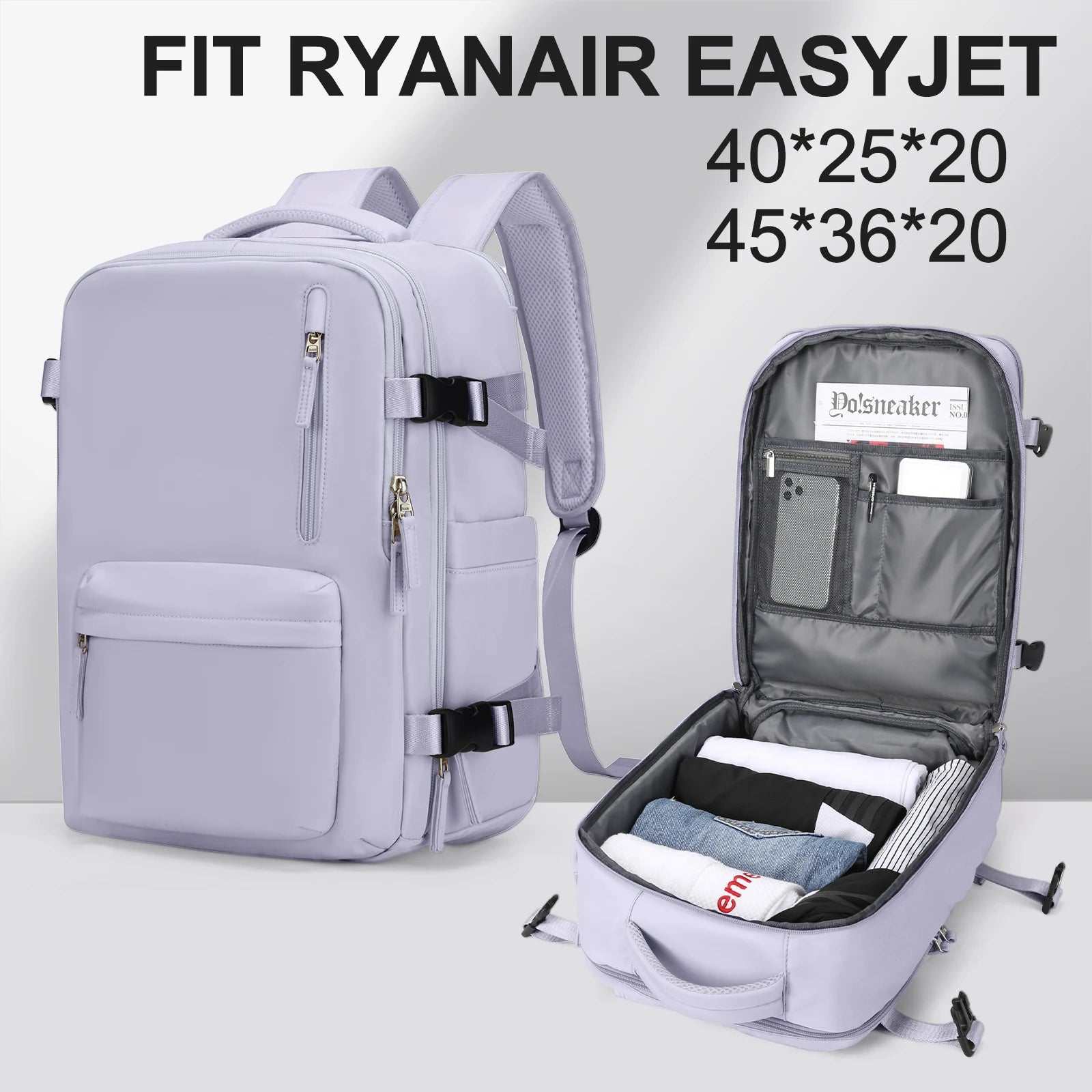 Stylish Women's Cabin Travel Backpack - Spacious, Water Resistant Laptop Bag for EasyJet and Ryanair Carry-Ons