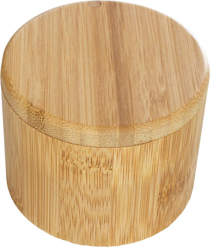 Elegant Bamboo Salt Cellar with Magnetic Swivel Lid - Perfect 6 Oz Storage for Spices & Seasonings