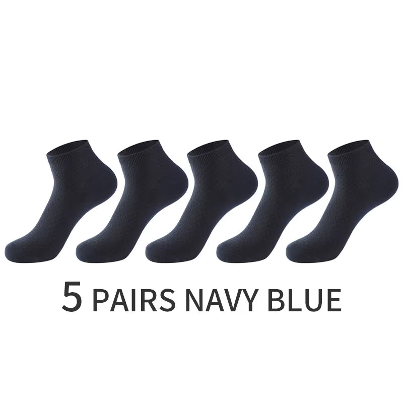 5 Pairs/Lot Men'S Short Socks Bamboo Fiber Ankle Socks Man High Quality Summer Winter Business Breathable Black Male Dress Sock