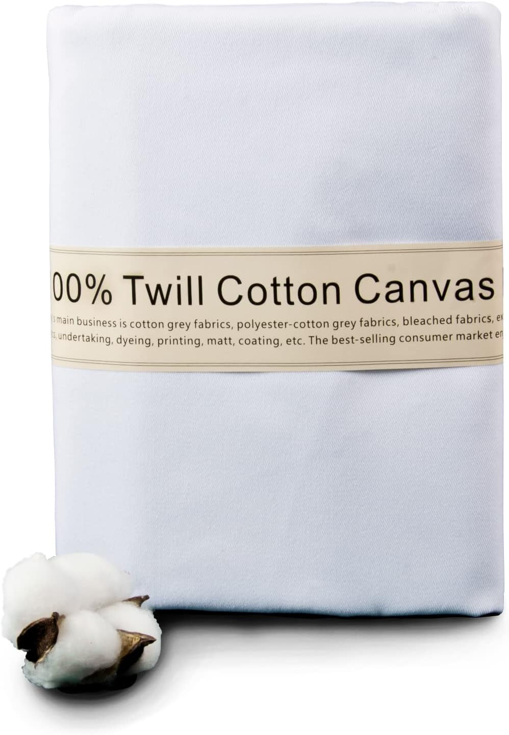 2-Yard White Twill Cotton Canvas Fabric – 59" Wide | 100% Natural Thick Cotton for Sewing, Quilting & Apparel