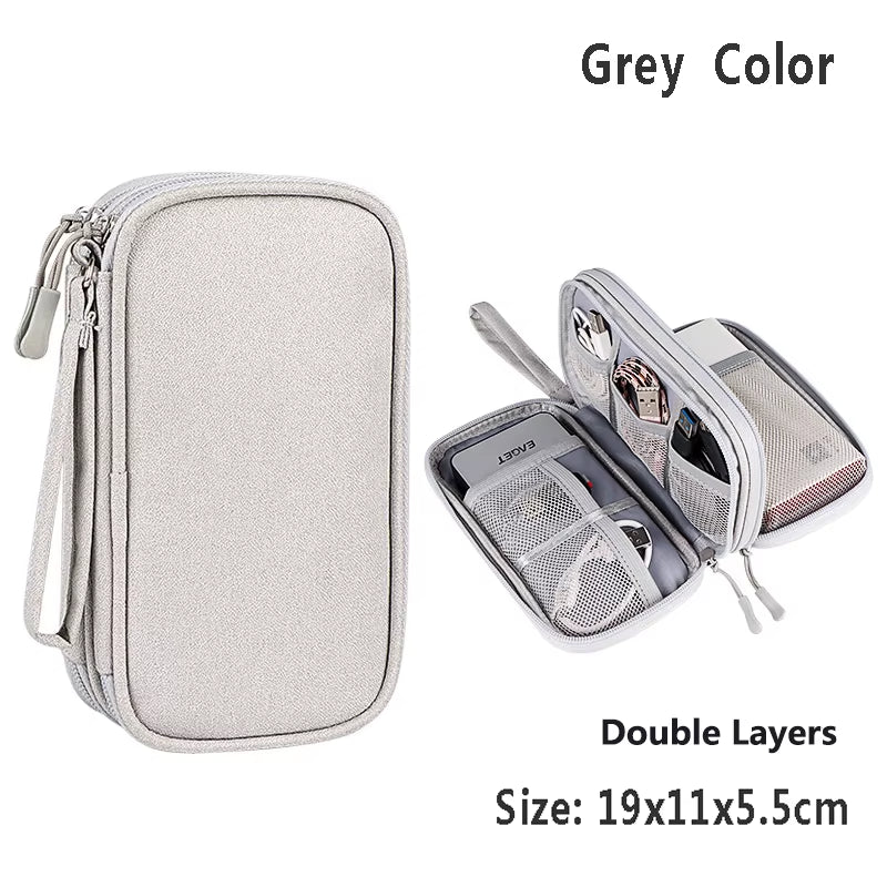 Data Cable Storage Bag Waterproof Travel Organizer Bag Portable Carry Case Layers Storage Bag for Cable Cord USB Charger