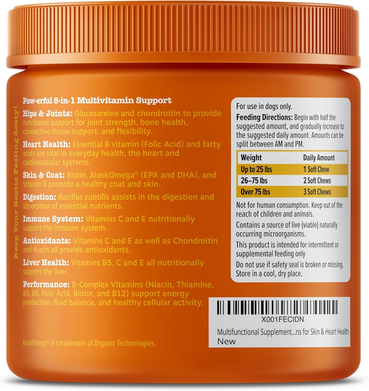 Multivitamin Treats for Dogs – Joint Support, Digestive Health & Immune Boost with Glucosamine & Probiotics (Chicken Flavor, 90 Ct)