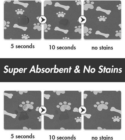 Absorbent Pet Feeding Mat – Quick-Dry, No-Stain Dog Food & Water Mat for Mess-Free Drinking (12" x 19", Dark Grey)