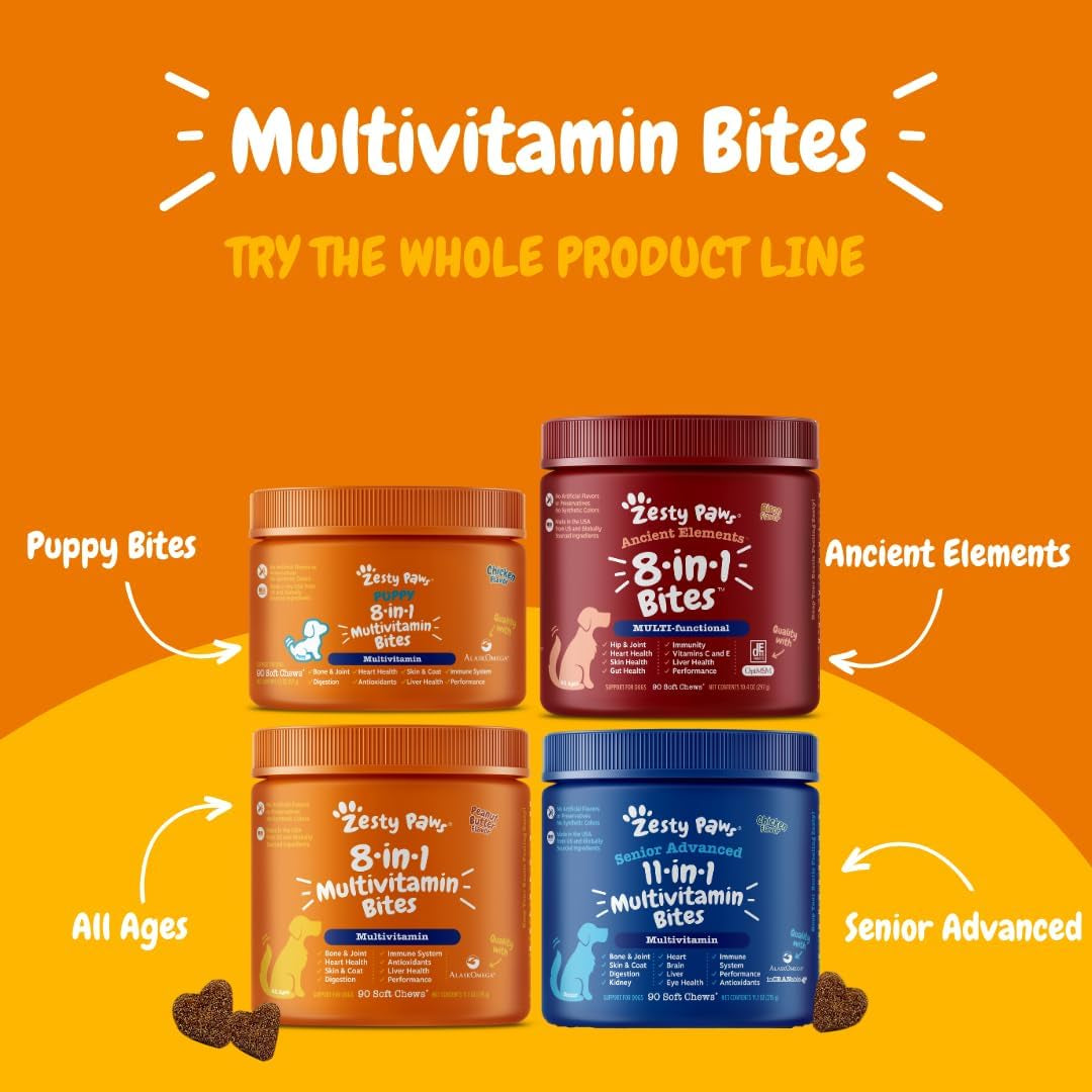 Multivitamin Treats for Dogs – Joint Support, Digestive Health & Immune Boost with Glucosamine & Probiotics (Chicken Flavor, 90 Ct)