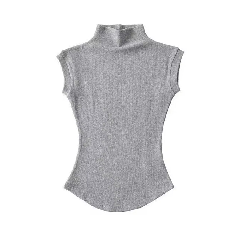 Womens Sleeveless Turtleneck Tops Summer Stretch Slim Fit Short Sleeve Mock Neck Women'S Causal Basics High Neck Tank Tops