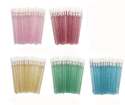 50 PCS Disposable Crystal Rod Lip Brush Portable Lipstick Brush Lip Gloss Brush Makeup Brush Beauty Makeup Tool (Green)