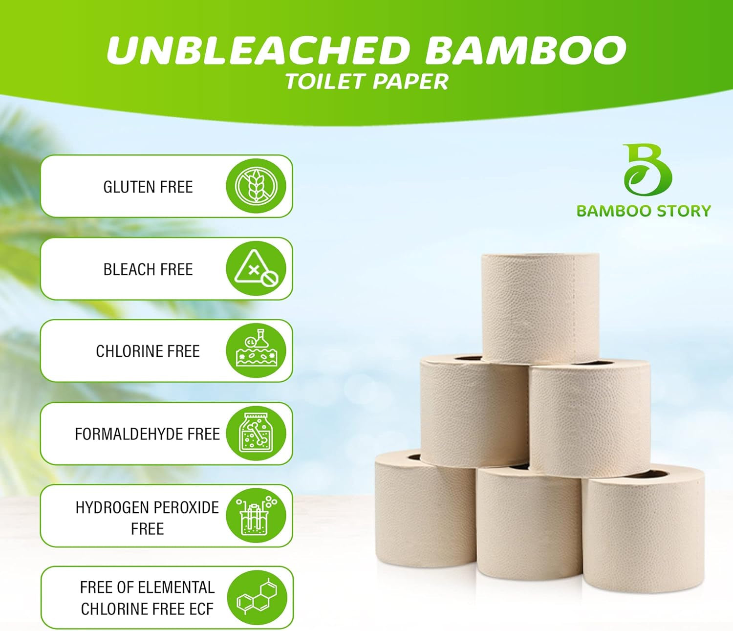 Premium Bamboo Toilet Paper, PFAS Free, Chemical Free Toilet Paper, Unbleached, (24) 3PLY & 300 Sheets, FSC Certified, Organic Brown, Plant-Based, Tree-Free, Plastic Free, BPA Free (24)