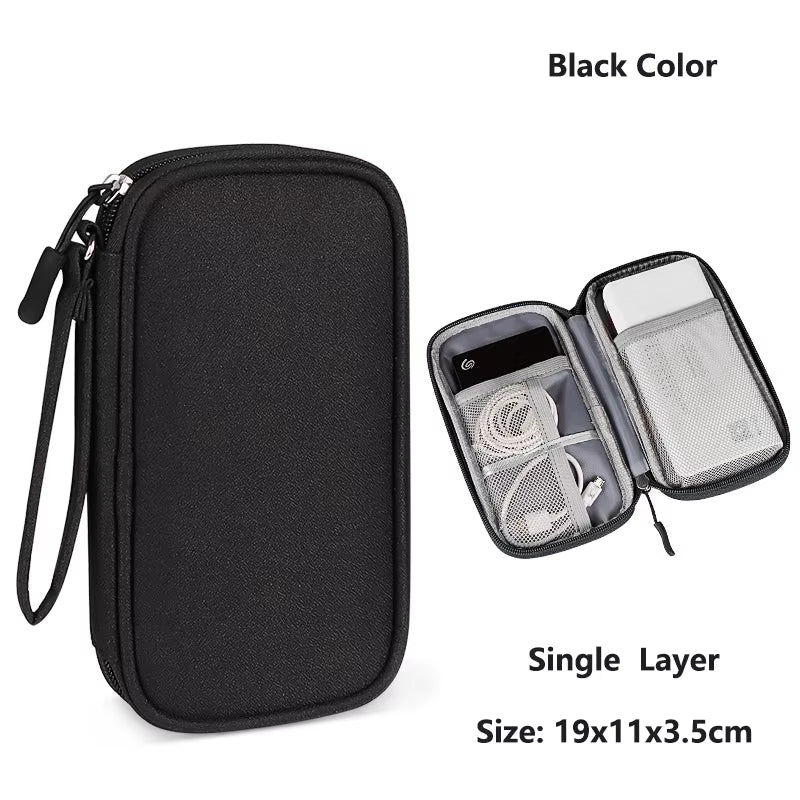 Data Cable Storage Bag Waterproof Travel Organizer Bag Portable Carry Case Layers Storage Bag for Cable Cord USB Charger