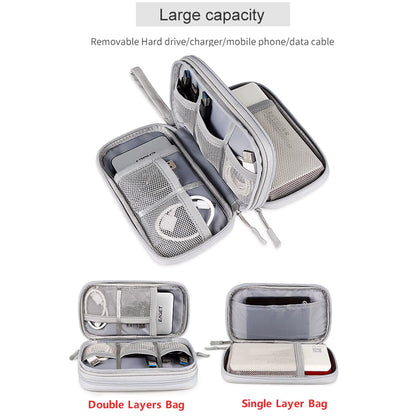 Data Cable Storage Bag Waterproof Travel Organizer Bag Portable Carry Case Layers Storage Bag for Cable Cord USB Charger