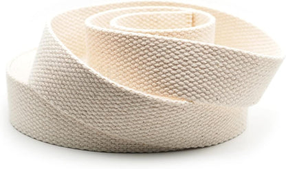 Natural Cotton Webbing Ribbon – 1 Inch x 5 Yards | Durable Fabric Strap for Arts & Crafts, Belting & Tote Bags