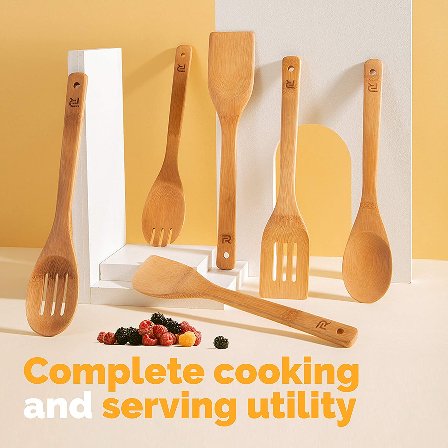 Elevate Your Cooking: 6-Piece Nonstick Bamboo Spoon Set - Perfect for Everyday Use & Housewarming Gifts!