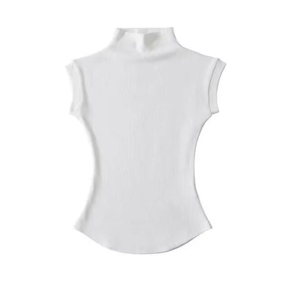 Womens Sleeveless Turtleneck Tops Summer Stretch Slim Fit Short Sleeve Mock Neck Women'S Causal Basics High Neck Tank Tops