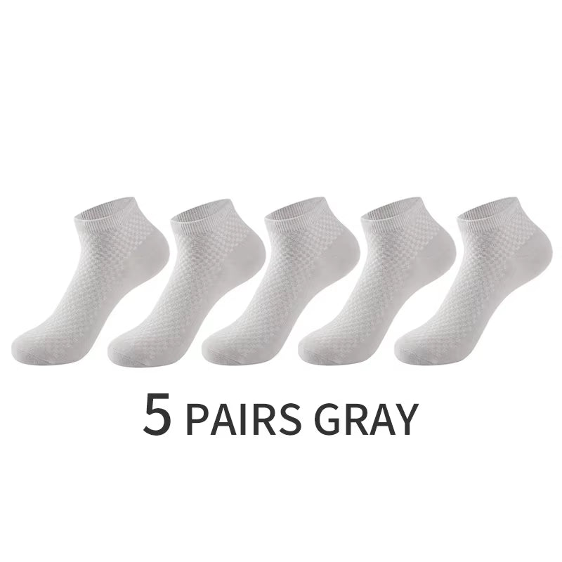 5 Pairs/Lot Men'S Short Socks Bamboo Fiber Ankle Socks Man High Quality Summer Winter Business Breathable Black Male Dress Sock