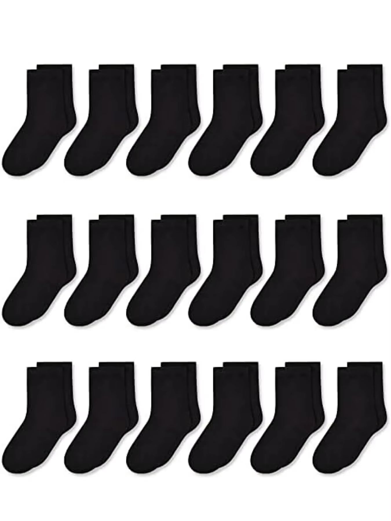 Kids Crew Socks, Mid Cut Socks for Toddler Kids Boys Girls(1-14 Years), 18Pairs Athletic Mid Calf Socks Multipack