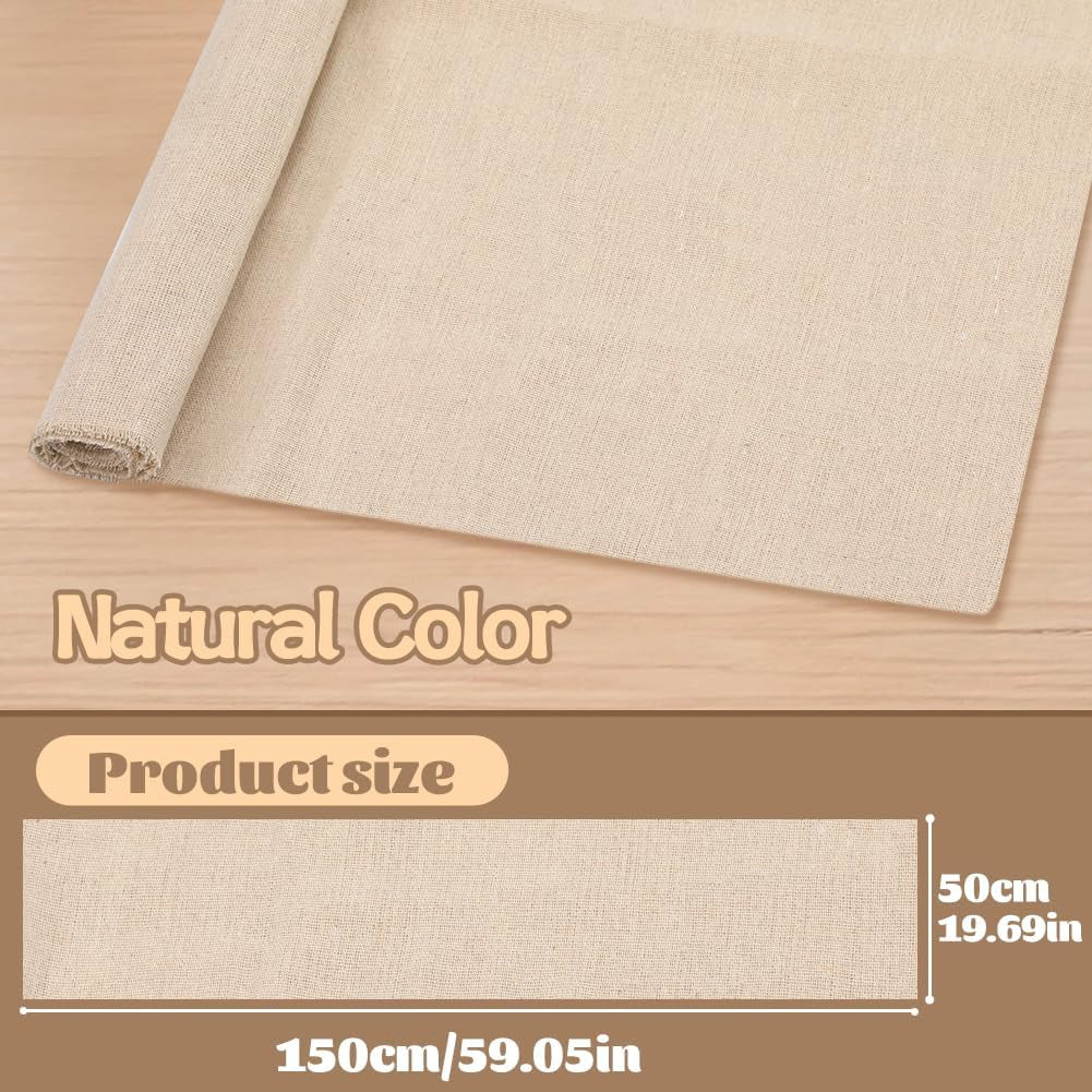 Natural Linen Needlework Fabric – 59" x 19" | Large Size Linen Cloth for Garments, Crafts & Home Décor